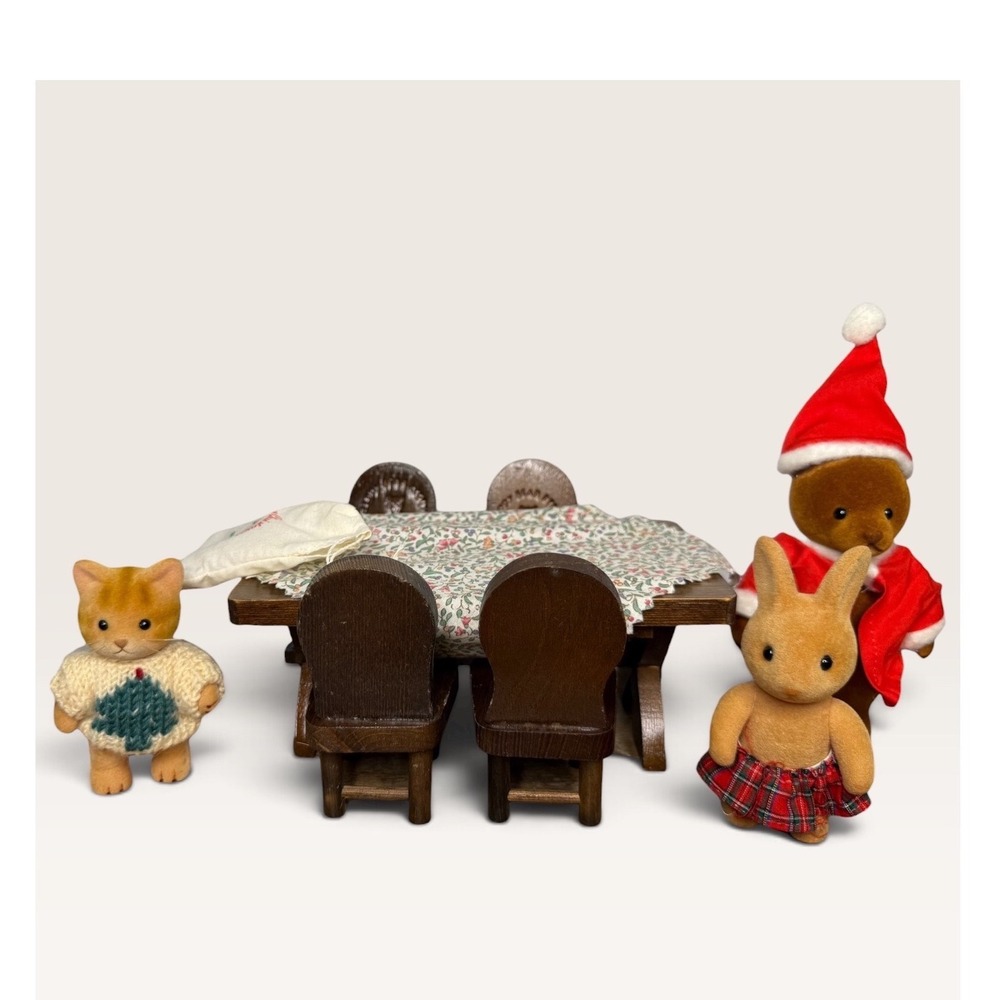 Vintage 1980s Teddy Bear Story Flocked Animal Figures & Accessories Furniture